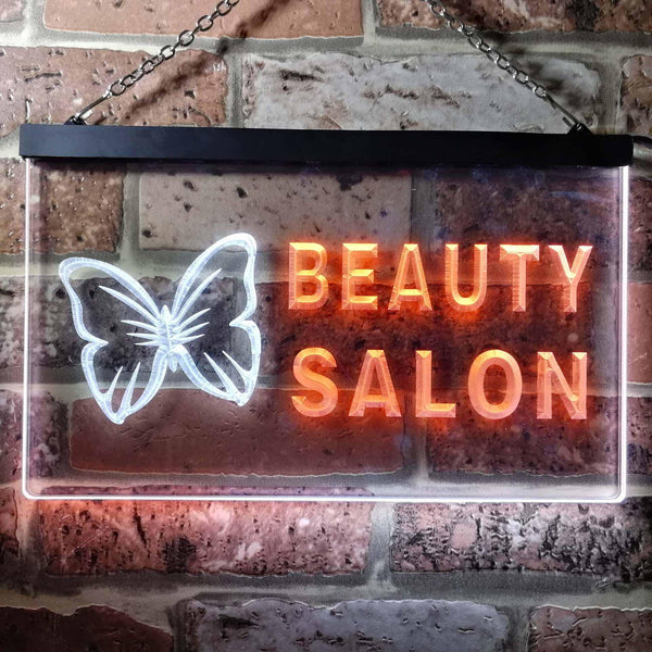 ADVPRO Beauty Salon Butterfly Dual Color LED Neon Sign st6-i0045 - White & Orange