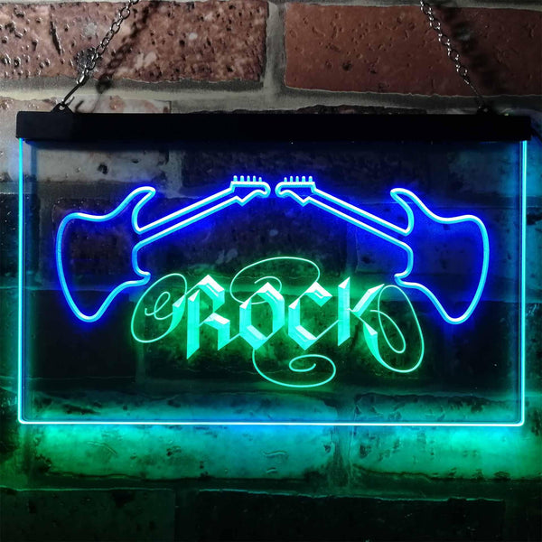 ADVPRO Guitar Rock n Roll Music Band Room Dual Color LED Neon Sign st6-i0047 - Green & Blue