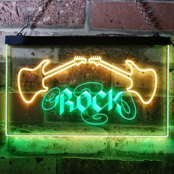 ADVPRO Guitar Rock n Roll Music Band Room Dual Color LED Neon Sign st6-i0047 - Green & Yellow