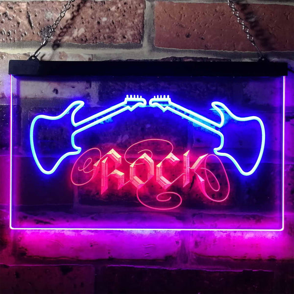 ADVPRO Guitar Rock n Roll Music Band Room Dual Color LED Neon Sign st6-i0047 - Red & Blue