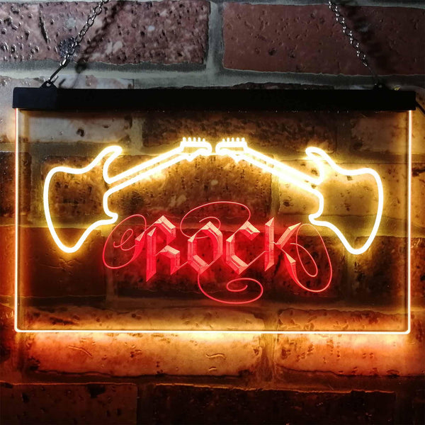 ADVPRO Guitar Rock n Roll Music Band Room Dual Color LED Neon Sign st6-i0047 - Red & Yellow