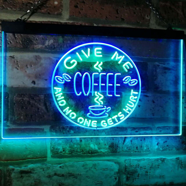 ADVPRO Give Me Coffee & No One Gets Hurt Decoration Shop Dual Color LED Neon Sign st6-i0058 - Green & Blue