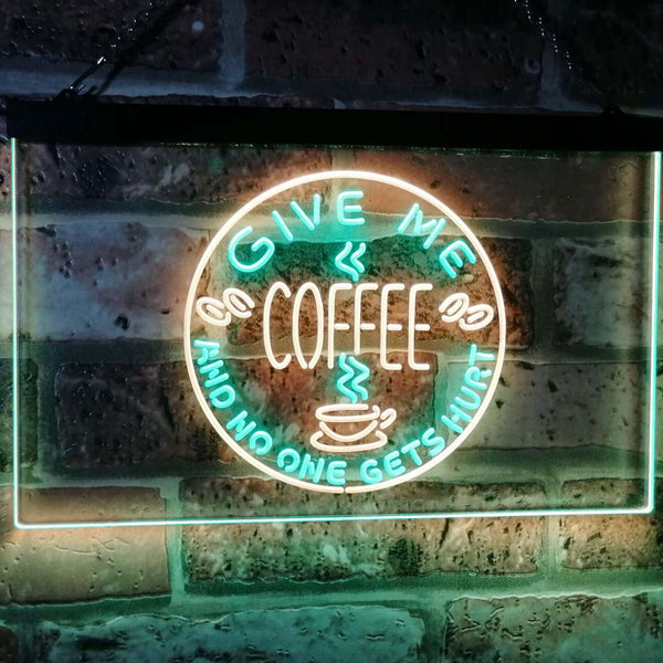 ADVPRO Give Me Coffee & No One Gets Hurt Decoration Shop Dual Color LED Neon Sign st6-i0058 - Green & Yellow