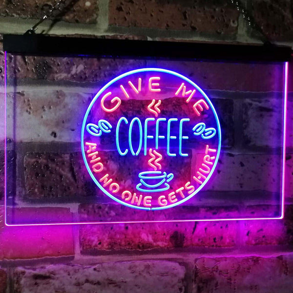 ADVPRO Give Me Coffee & No One Gets Hurt Decoration Shop Dual Color LED Neon Sign st6-i0058 - Red & Blue