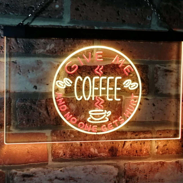 ADVPRO Give Me Coffee & No One Gets Hurt Decoration Shop Dual Color LED Neon Sign st6-i0058 - Red & Yellow