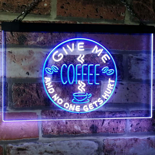 ADVPRO Give Me Coffee & No One Gets Hurt Decoration Shop Dual Color LED Neon Sign st6-i0058 - White & Blue