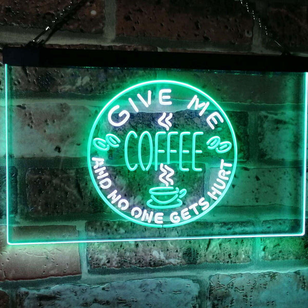 ADVPRO Give Me Coffee & No One Gets Hurt Decoration Shop Dual Color LED Neon Sign st6-i0058 - White & Green