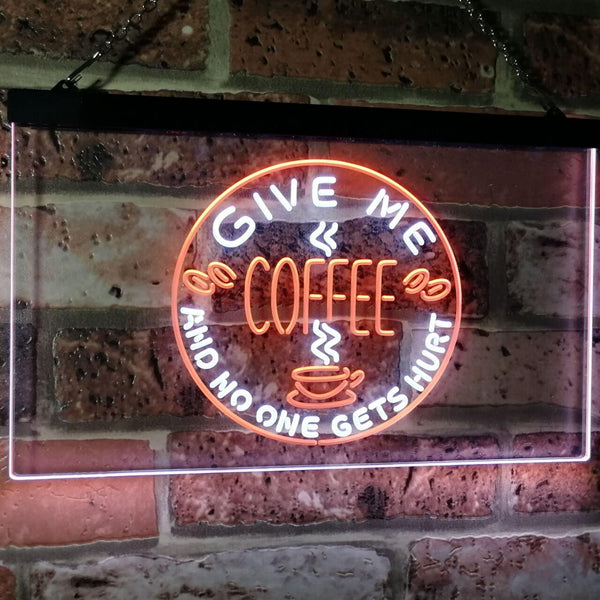ADVPRO Give Me Coffee & No One Gets Hurt Decoration Shop Dual Color LED Neon Sign st6-i0058 - White & Orange