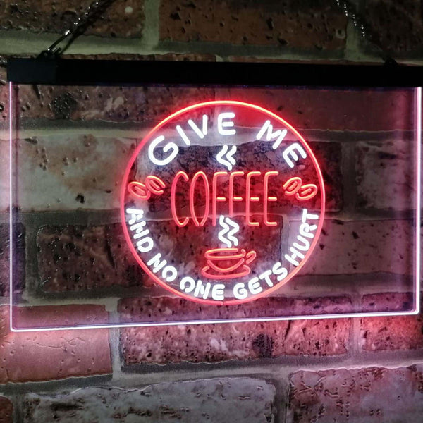 ADVPRO Give Me Coffee & No One Gets Hurt Decoration Shop Dual Color LED Neon Sign st6-i0058 - White & Red