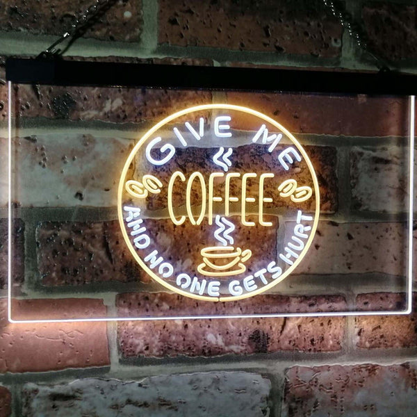 ADVPRO Give Me Coffee & No One Gets Hurt Decoration Shop Dual Color LED Neon Sign st6-i0058 - White & Yellow