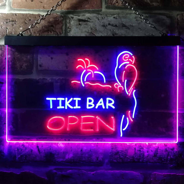 ADVPRO Tiki Bar Open Parrot Dual Color LED Neon Sign st6-i0067 - Blue & Red