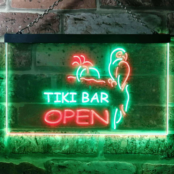 ADVPRO Tiki Bar Open Parrot Dual Color LED Neon Sign st6-i0067 - Green & Red
