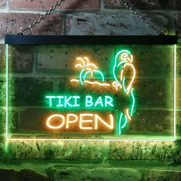 ADVPRO Tiki Bar Open Parrot Dual Color LED Neon Sign st6-i0067 - Green & Yellow