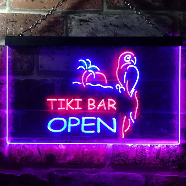 ADVPRO Tiki Bar Open Parrot Dual Color LED Neon Sign st6-i0067 - Red & Blue