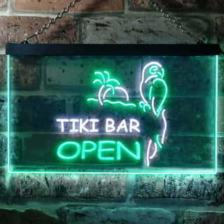 ADVPRO Tiki Bar Open Parrot Dual Color LED Neon Sign st6-i0067 - White & Green
