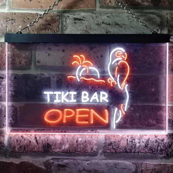 ADVPRO Tiki Bar Open Parrot Dual Color LED Neon Sign st6-i0067 - White & Orange