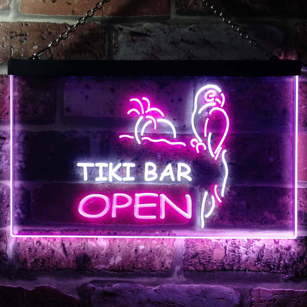 ADVPRO Tiki Bar Open Parrot Dual Color LED Neon Sign st6-i0067 - White & Purple
