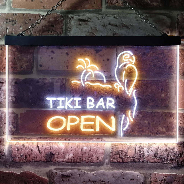 ADVPRO Tiki Bar Open Parrot Dual Color LED Neon Sign st6-i0067 - White & Yellow