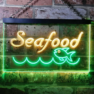 ADVPRO Seafood Fish Restaurant Dual Color LED Neon Sign st6-i0070 - Green & Yellow