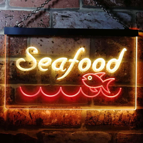 ADVPRO Seafood Fish Restaurant Dual Color LED Neon Sign st6-i0070 - Red & Yellow