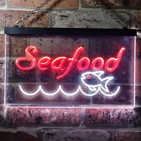 ADVPRO Seafood Fish Restaurant Dual Color LED Neon Sign st6-i0070 - White & Red