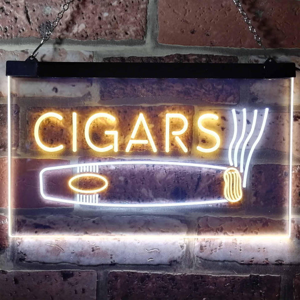 ADVPRO Cigars Room Shop VIP Dual Color LED Neon Sign st6-i0073 - White & Yellow