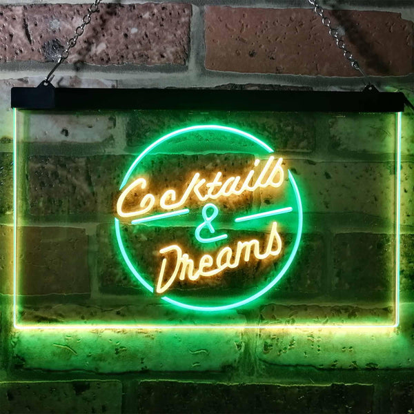 ADVPRO Cocktails & Dreams Bar Decoration Dual Color LED Neon Sign st6-i0079 - Green & Yellow