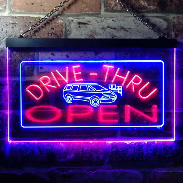 ADVPRO Drive Thru Open Dual Color LED Neon Sign st6-i0088 - Blue & Red