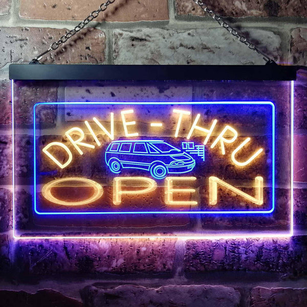 ADVPRO Drive Thru Open Dual Color LED Neon Sign st6-i0088 - Blue & Yellow