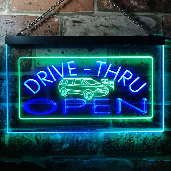 ADVPRO Drive Thru Open Dual Color LED Neon Sign st6-i0088 - Green & Blue