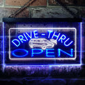 ADVPRO Drive Thru Open Dual Color LED Neon Sign st6-i0088 - White & Blue