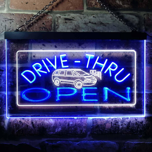 ADVPRO Drive Thru Open Dual Color LED Neon Sign st6-i0088 - White & Blue