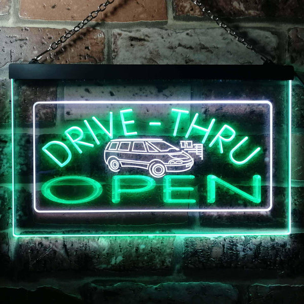ADVPRO Drive Thru Open Dual Color LED Neon Sign st6-i0088 - White & Green