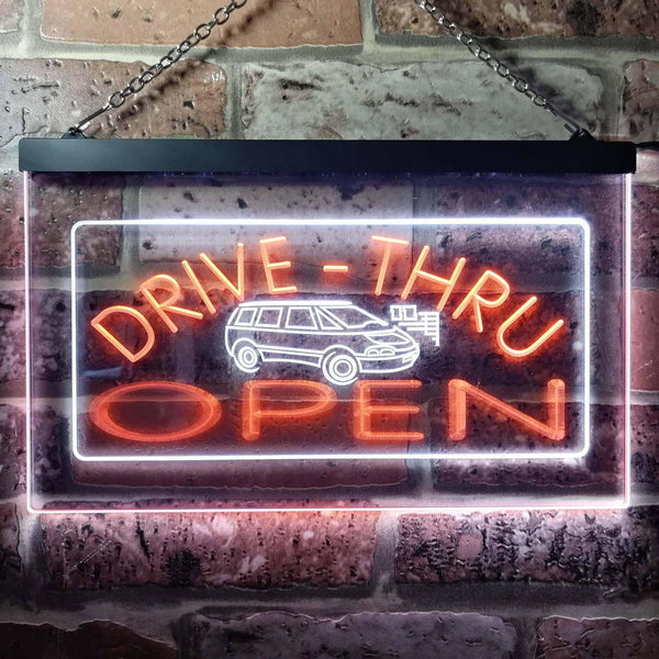 ADVPRO Drive Thru Open Dual Color LED Neon Sign st6-i0088 - White & Orange