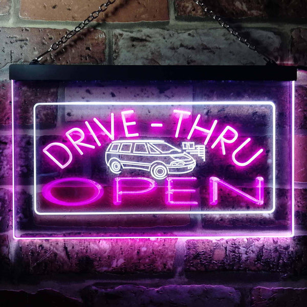 ADVPRO Drive Thru Open Dual Color LED Neon Sign st6-i0088 - White & Purple