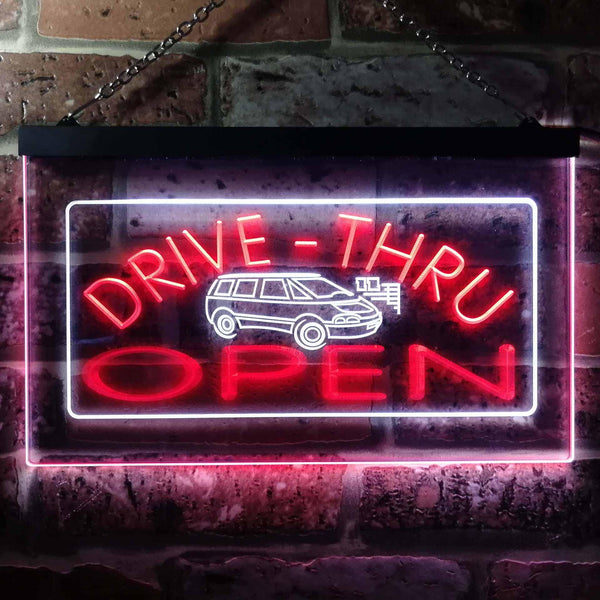 ADVPRO Drive Thru Open Dual Color LED Neon Sign st6-i0088 - White & Red