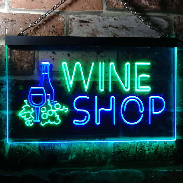 ADVPRO Wine Shop Bar Pub Dual Color LED Neon Sign st6-i0091 - Green & Blue
