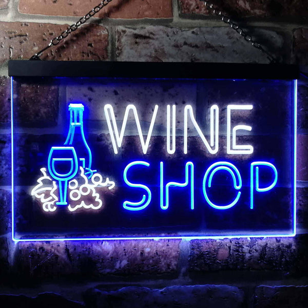 ADVPRO Wine Shop Bar Pub Dual Color LED Neon Sign st6-i0091 - White & Blue