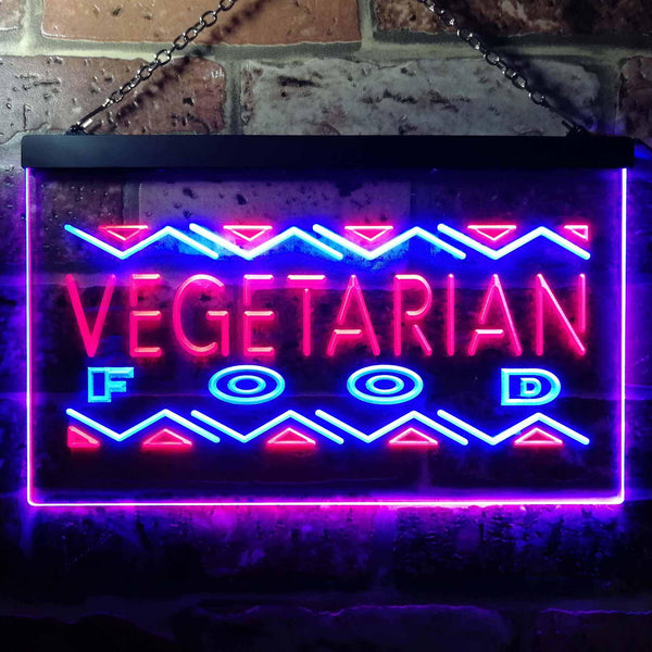 ADVPRO Vegetarian Food Dual Color LED Neon Sign st6-i0092 - Blue & Red