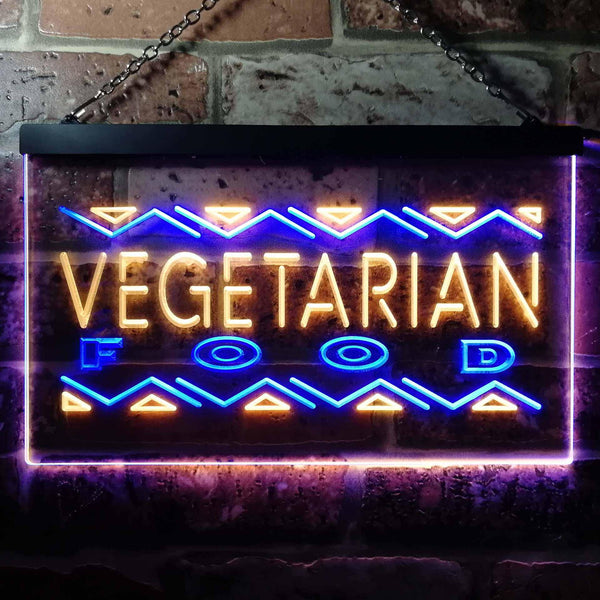 ADVPRO Vegetarian Food Dual Color LED Neon Sign st6-i0092 - Blue & Yellow