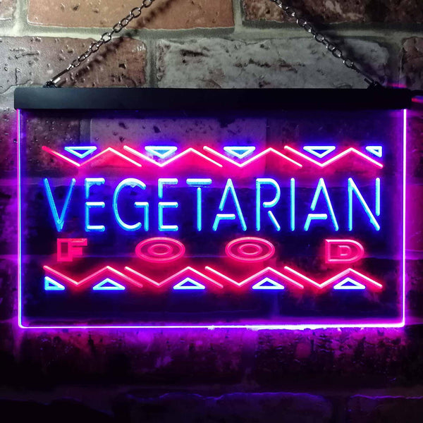 ADVPRO Vegetarian Food Dual Color LED Neon Sign st6-i0092 - Red & Blue