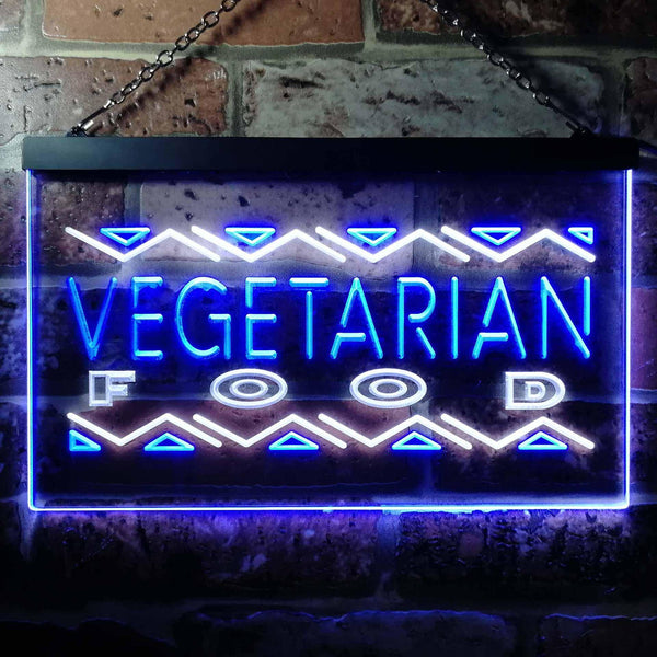 ADVPRO Vegetarian Food Dual Color LED Neon Sign st6-i0092 - White & Blue