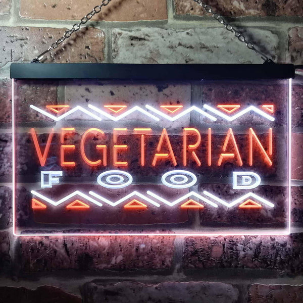ADVPRO Vegetarian Food Dual Color LED Neon Sign st6-i0092 - White & Orange
