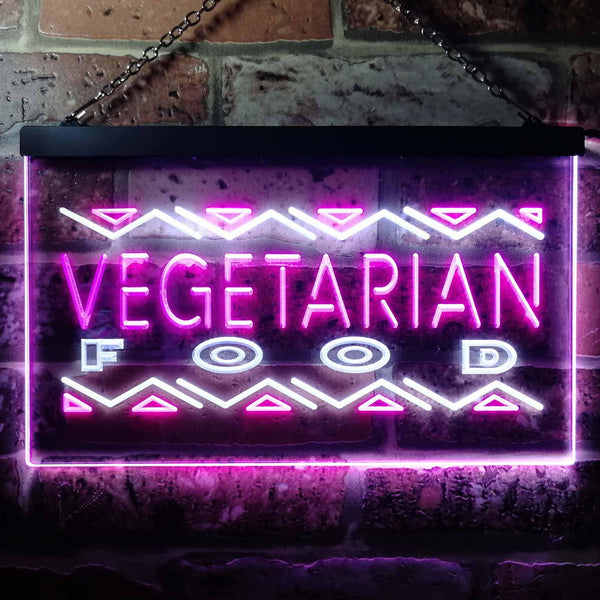 ADVPRO Vegetarian Food Dual Color LED Neon Sign st6-i0092 - White & Purple