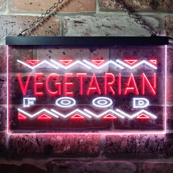 ADVPRO Vegetarian Food Dual Color LED Neon Sign st6-i0092 - White & Red
