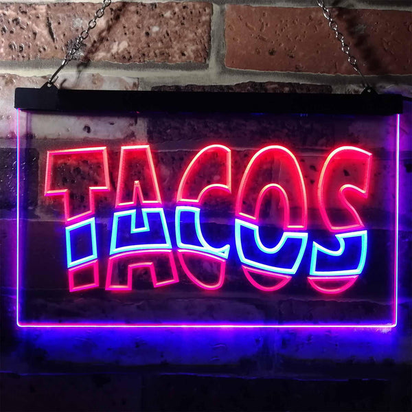 ADVPRO Mexican Tacos Restaurant Bar Dual Color LED Neon Sign st6-i0093 - Blue & Red