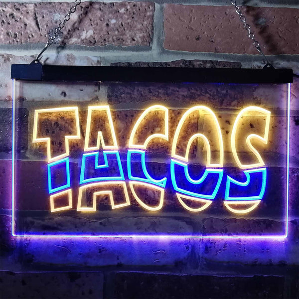 ADVPRO Mexican Tacos Restaurant Bar Dual Color LED Neon Sign st6-i0093 - Blue & Yellow