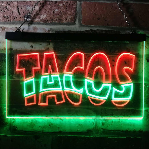 ADVPRO Mexican Tacos Restaurant Bar Dual Color LED Neon Sign st6-i0093 - Green & Red