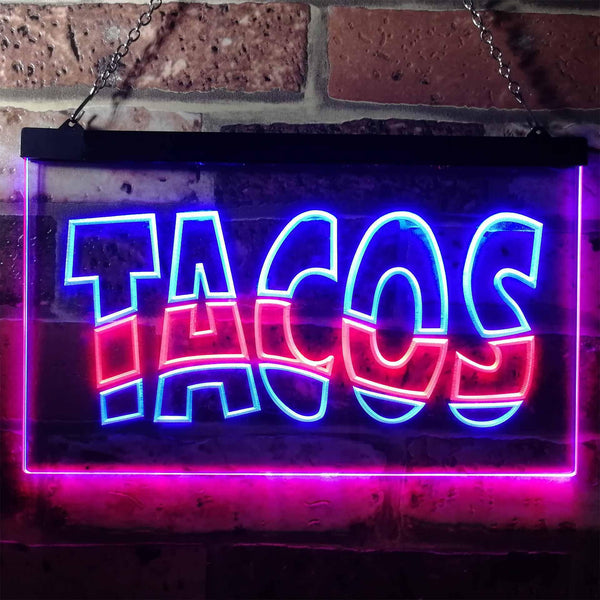 ADVPRO Mexican Tacos Restaurant Bar Dual Color LED Neon Sign st6-i0093 - Red & Blue