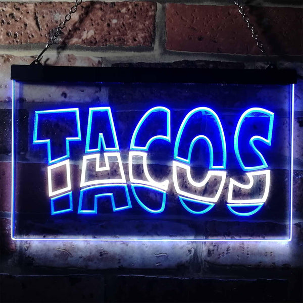 ADVPRO Mexican Tacos Restaurant Bar Dual Color LED Neon Sign st6-i0093 - White & Blue